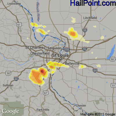 Hail Map for St. Louis, MO Region on July 7, 2014