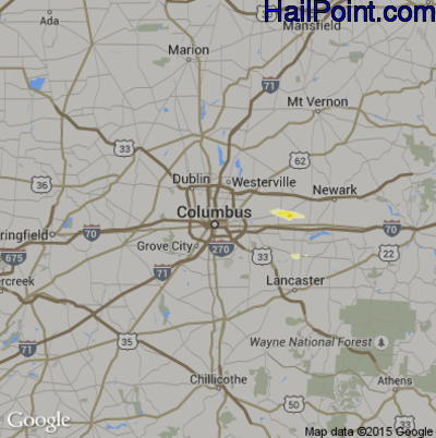Hail Map for Columbus, OH Region on July 13, 2014