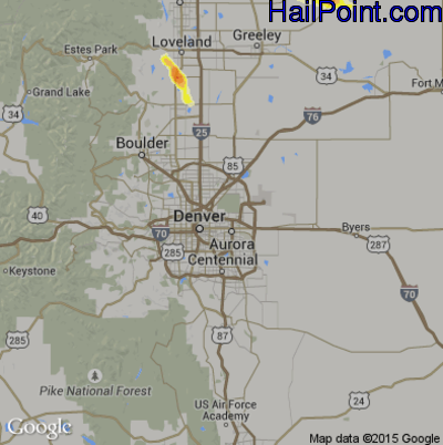 Hail Map for Denver, CO Region on July 14, 2014
