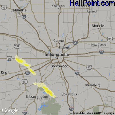 Hail Map for Indianapolis, IN Region on July 26, 2014
