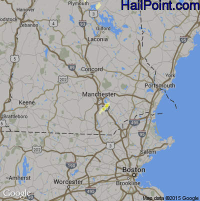 Hail Map for Manchester, NH Region on July 28, 2014