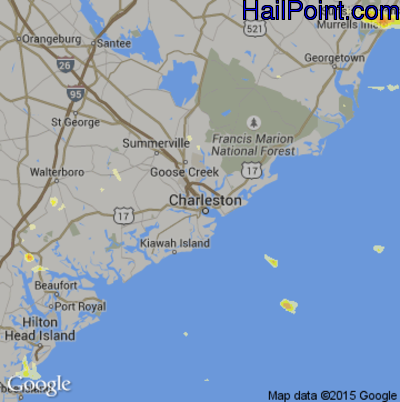 Hail Map for Charleston, SC Region on July 28, 2014 