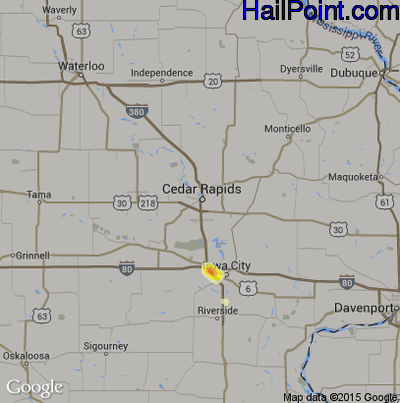 Hail Map for Cedar Rapids, IA Region on August 4, 2014
