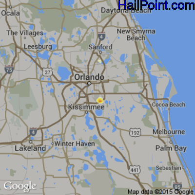 Hail Map for Orlando, FL Region on August 6, 2014
