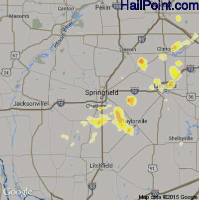 Hail Map for Springfield, IL Region on August 26, 2014