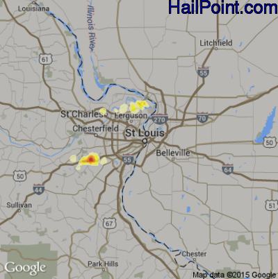 Hail Map for St. Louis, MO Region on September 2, 2014