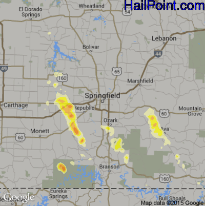 Hail Map for Springfield, MO Region on September 17, 2014