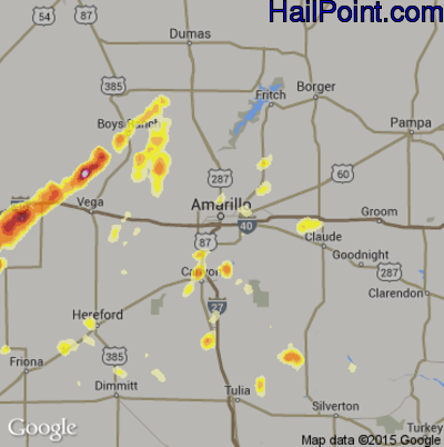 Hail Map for Amarillo, TX Region on September 24, 2014