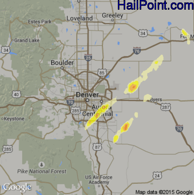 Hail Map for Denver, CO Region on September 29, 2014