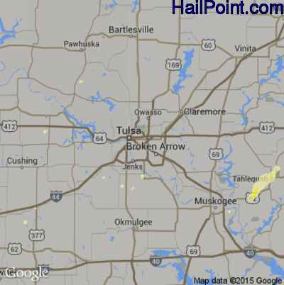 Hail Map for Tulsa, OK Region on October 2, 2014