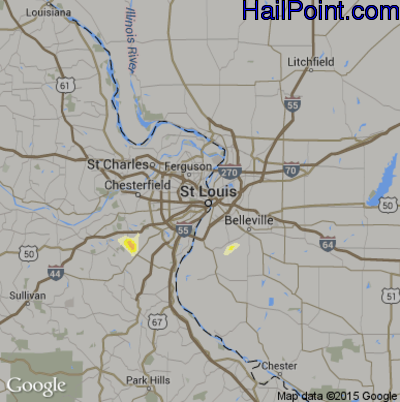 Hail Map for St. Louis, MO Region on October 2, 2014