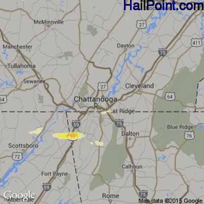 Hail Map for Chattanooga, TN Region on October 6, 2014