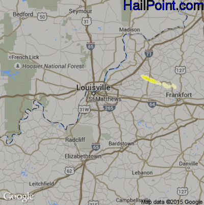 Hail Map for Louisville, KY Region on October 7, 2014