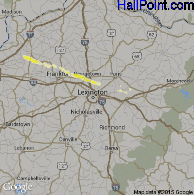Hail Map for Lexington, KY Region on October 7, 2014
