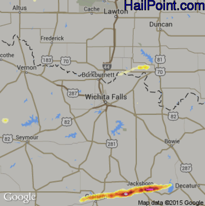 Hail Map for Wichita Falls, TX Region on October 10, 2014