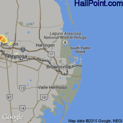Hail Map for Brownsville, TX Region on March 26, 2015