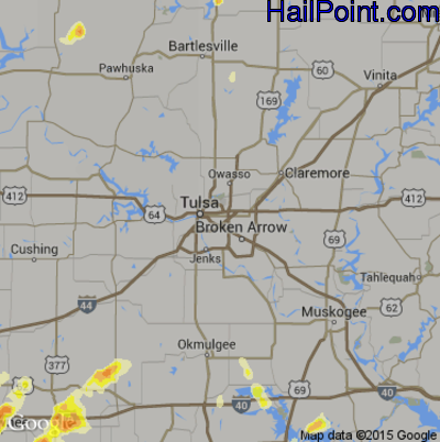 Hail Map for Tulsa, OK Region on April 1, 2015 