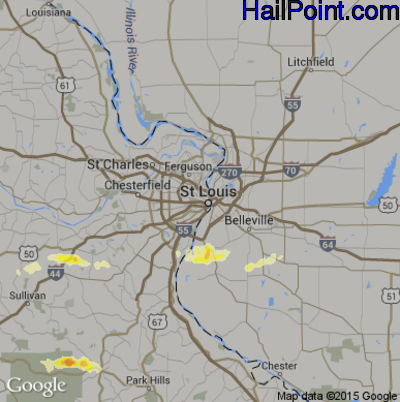 Hail Map for St. Louis, MO Region on April 2, 2015