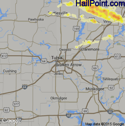 Hail Map for Tulsa, OK Region on April 3, 2015 