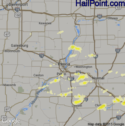 Hail Map for Peoria, IL Region on April 8, 2015