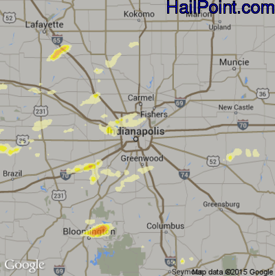 Hail Map for Indianapolis, IN Region on April 8, 2015