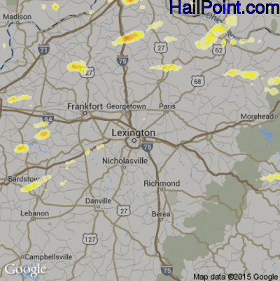 Hail Map for Lexington, KY Region on April 8, 2015