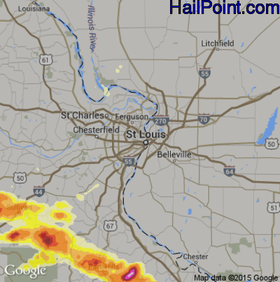Hail Map for St. Louis, MO Region on April 8, 2015 