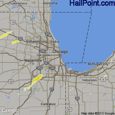Hail Map for Chicago, IL Region on April 9, 2015