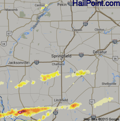 Hail Map for Springfield, IL Region on April 9, 2015
