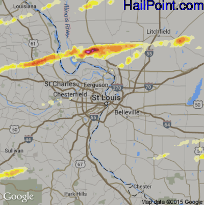 Hail Map for St. Louis, MO Region on April 9, 2015