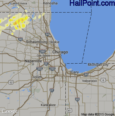 Hail Map for Chicago, IL Region on April 9, 2015