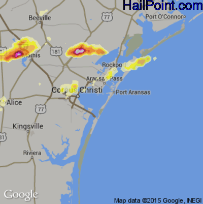 Hail Map for Corpus Christi, TX Region on April 13, 2015