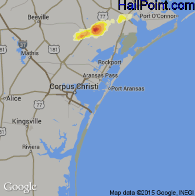 Hail Map for Corpus Christi, TX Region on April 16, 2015