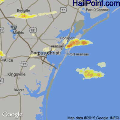 Hail Map for Corpus Christi, TX Region on April 17, 2015