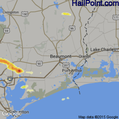 Hail Map for Beaumont, TX Region on April 19, 2015