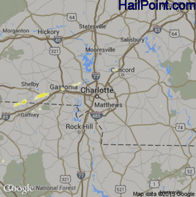 Hail Map for Charlotte, NC Region on April 20, 2015