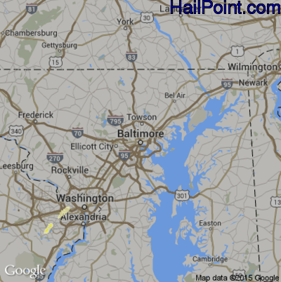 Hail Map for Baltimore, MD Region on April 20, 2015