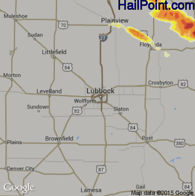 Hail Map for Lubbock, TX Region on April 23, 2015