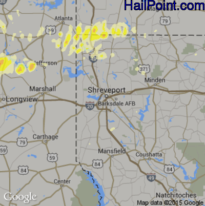 Hail Map for Shreveport, LA Region on April 24, 2015