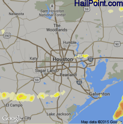 Hail Map for Houston, TX Region on April 26, 2015