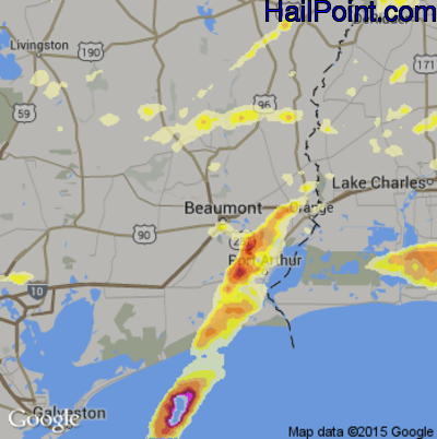 Hail Map for Beaumont, TX Region on April 27, 2015