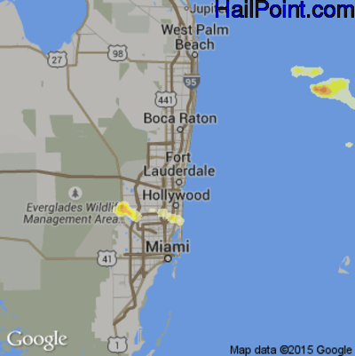 Hail Map for Fort Lauderdale, FL Region on April 27, 2015