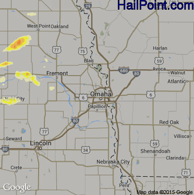 Hail Map for Omaha, NE Region on May 3, 2015