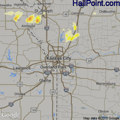 Hail Map for Kansas City, MO Region on May 4, 2015