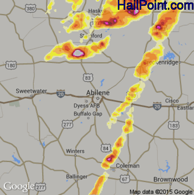 Hail Map for Abilene, TX Region on May 6, 2015