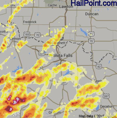 Hail Map for Wichita Falls, TX Region on May 6, 2015