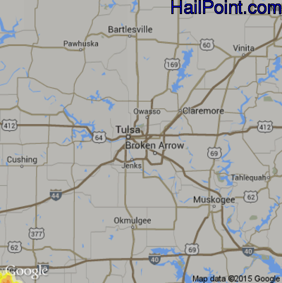 Hail Map for Tulsa, OK Region on May 7, 2015