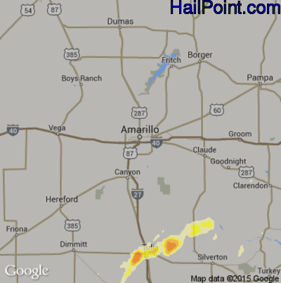 Hail Map for Amarillo, TX Region on May 7, 2015 
