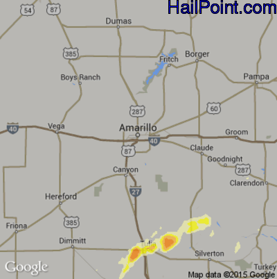 Hail Map for Amarillo, TX Region on May 7, 2015