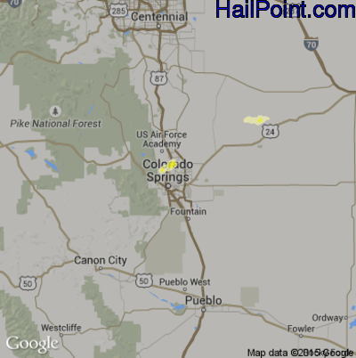Hail Map for Colorado Springs, CO Region on May 7, 2015